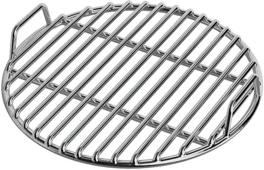 Grillrooster RVS Vervangend rooster Buiten koken Extra dik handvat 33 cm diameter Zilver