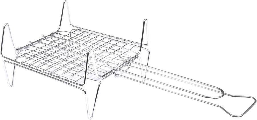 Grillrooster Schelpgrill staal Vlees vis grillen Met poten 22 x 22 cm Staal