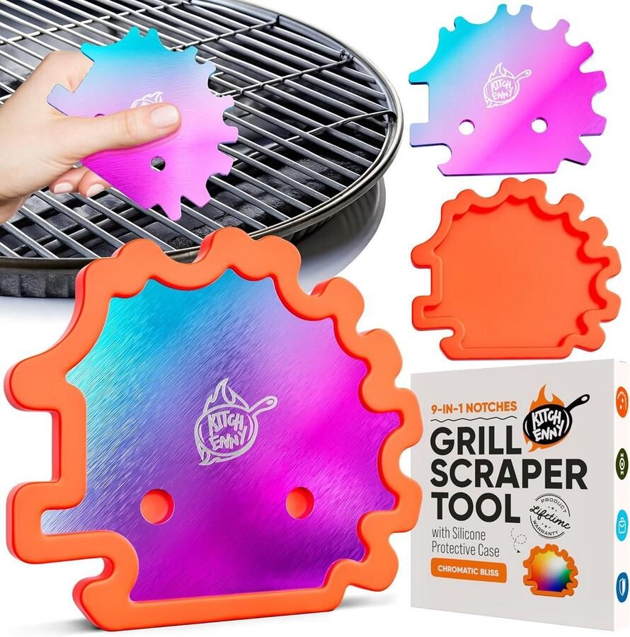 Grillrooster Schraper Barbecue Reiniger Grill Schoonmaken Chromatisch Ontwerp 119 x 648 cm Chroom