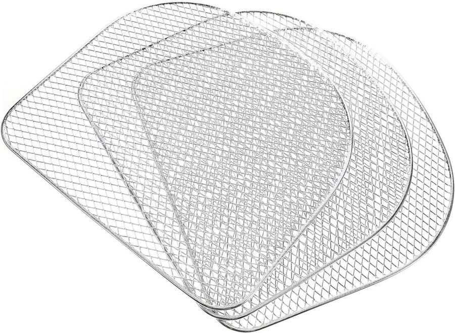 Grillrooster Set Airfryer Mand Voedsel Drogen Roestvrij Staal 3 Stuks Wit