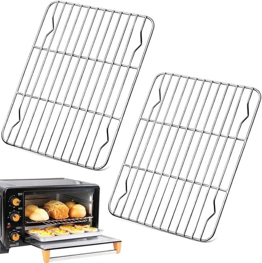 Grillrooster Set Bakrooster Koelrek Gezond Koken Roestvrij Staal 215 x 145 cm Zilverkleurig
