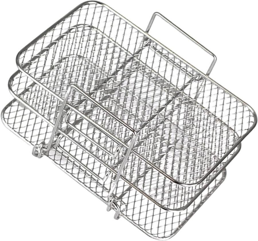 Grillrooster Set Ovenrek Bakken en Grillen Stapelbaar Ontwerp 19x12.5x11.5cm Zilver