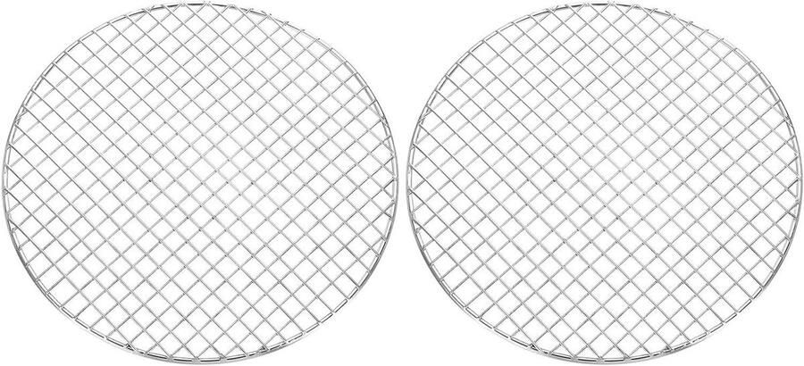 Grillrooster Set Rond Bakrek Barbecueën Bakken Roestvrij Staal 2 stuks 25 cm Zilver