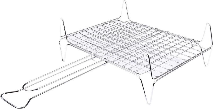 Grillrooster Staal Schelpgrill Vlees Vis Barbecueën Buiten Eten Met Poten 22 x 27 cm Zilver