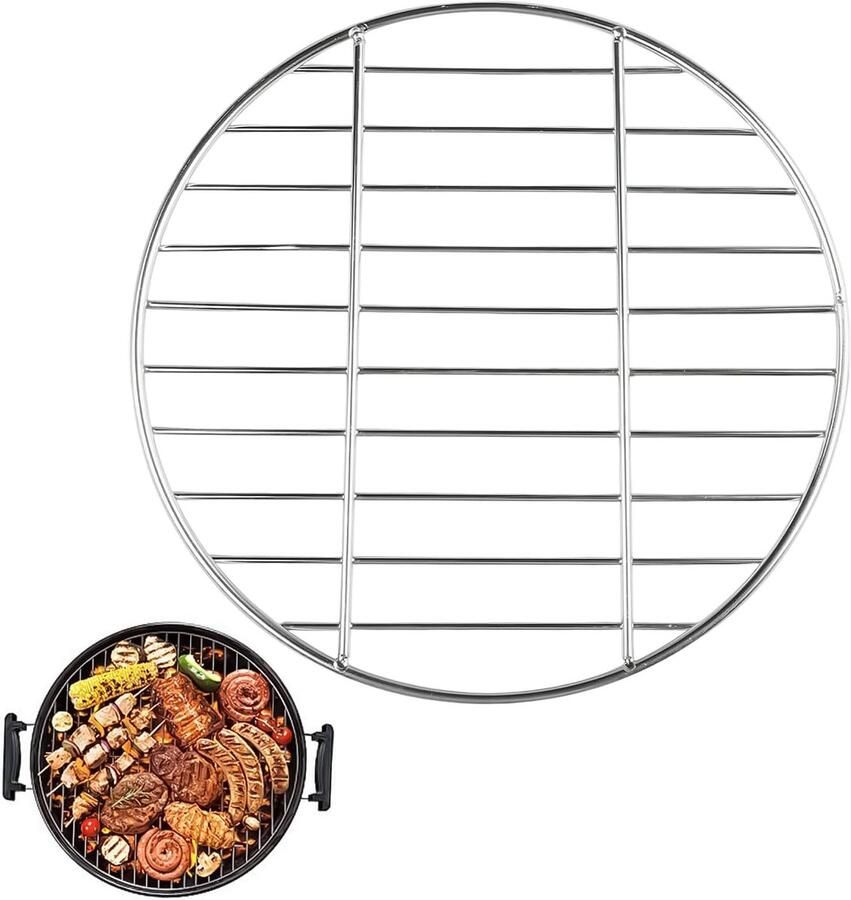 Grillrooster van roestvrij staal rond roestvrij staal grillrooster diameter 30 cm rond grillrooster robuust grillrooster vervanging kogelgrill zilverkleurig voor camping picknick