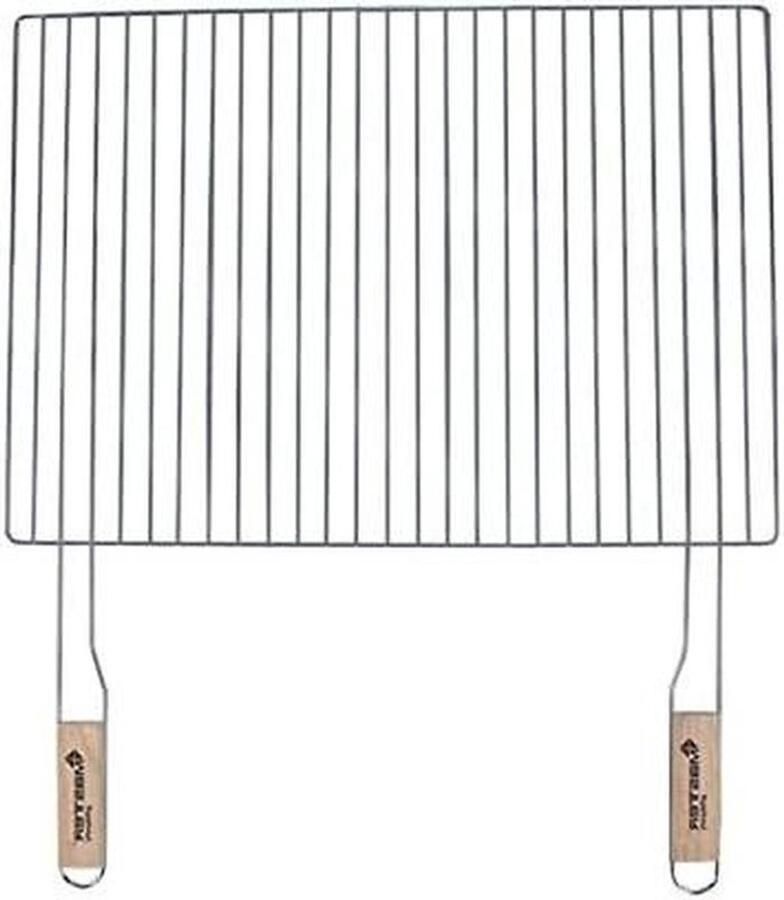 Grillrooster Vervangend rooster Buiten koken Met houten handvatten 54 x 38 cm Chroom