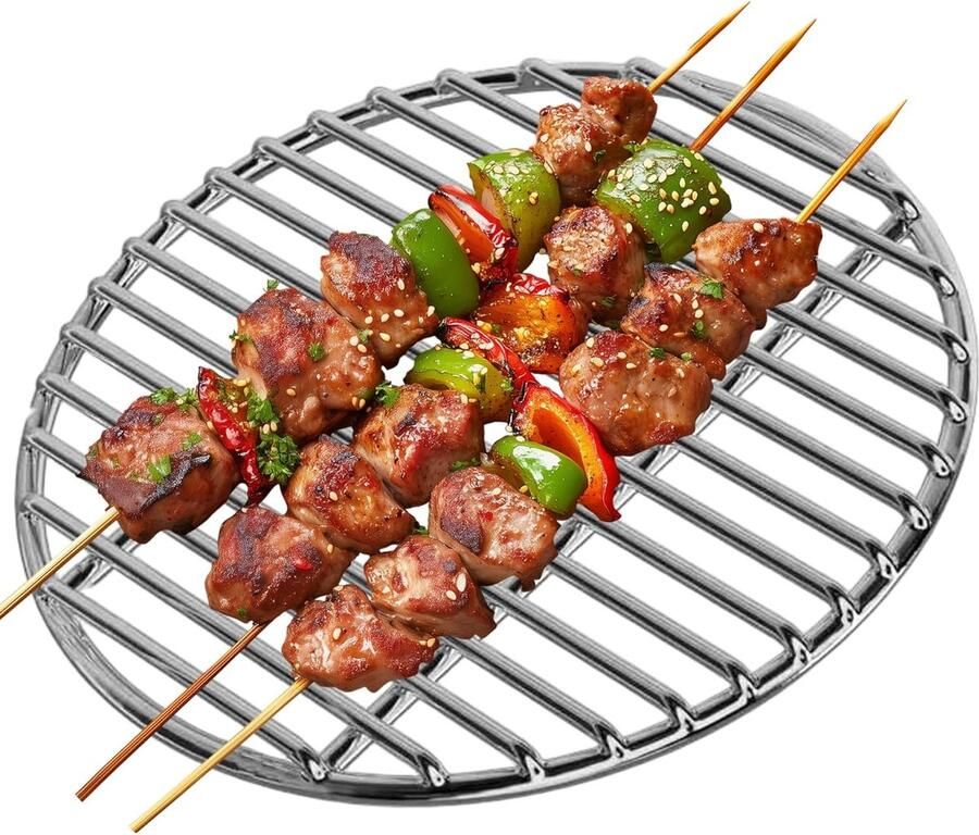 Grillrooster Vervanging Rond Rooster Buiten Koken Hittebestendig Staal 33 cm Diameter Zilverkleurig