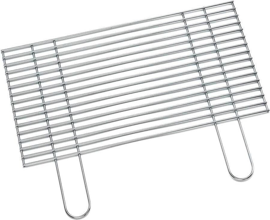 Grillrooster vierkant 58 x 30 cm verchroomd staal met 4 8 mm staafdikte compact grillopzetstuk voor gecontroleerd grillen voor houtskoolgrill BBQ en vuurplaats