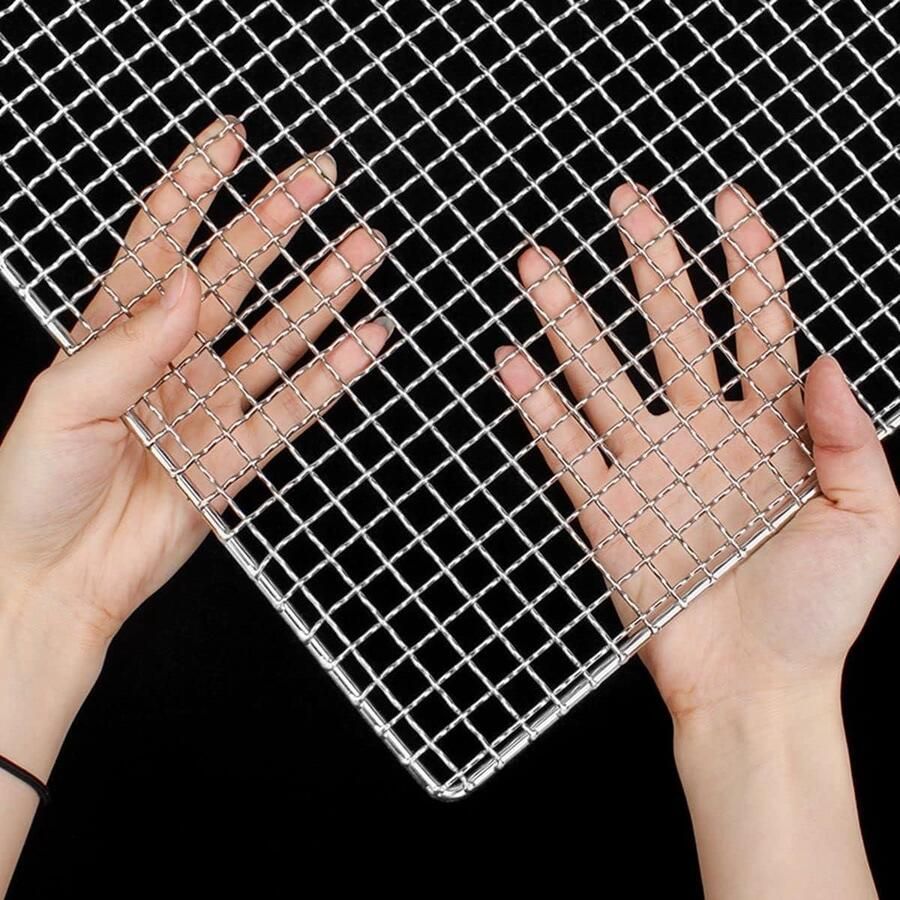 Grillrooster Vierkant Barbecue rooster Buiten koken Gelijkmatige warmteverdeling 39 x 24 cm Zilver