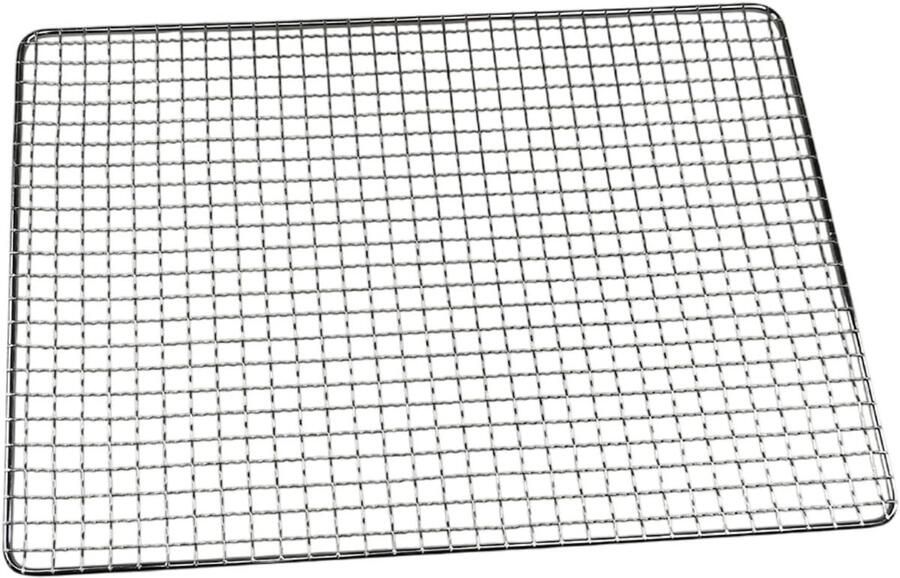 Grillrooster Vierkant BBQ Rooster Vis Vlees Grillen Verzinkt IJzer Constructie 40 x 30 cm Zilver