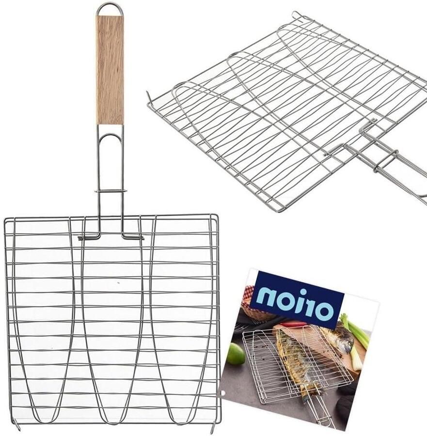 Grillrooster Vis Visrooster Grill Gerechten Grillen Afsluitbaar Dubbelzijdig 28 x 555 cm Metaal