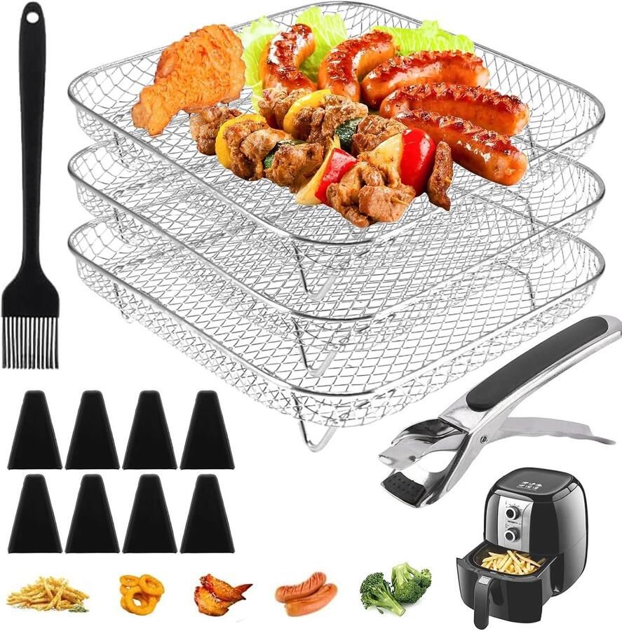 Grillrooster voor Airfryer 3 Stuks Grillrooster Heteluchtfriteuse