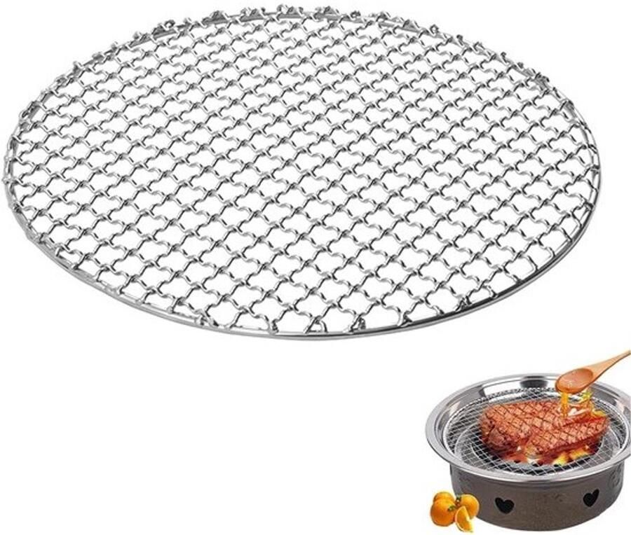 Grillroosters Barbecuenet Buitenkoken Roestvrij staal Rond 33cm Zilver