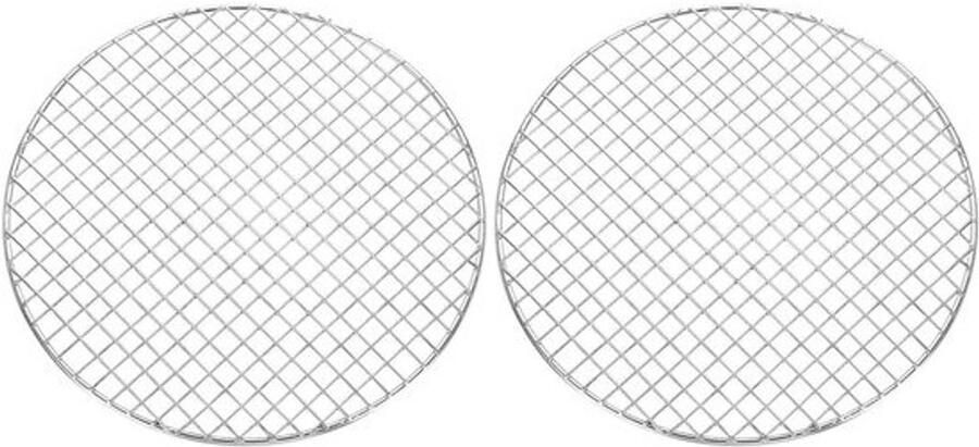 Grillroosterset Rond bakrek Barbecueën en bakken Roestvrij staal 2 stuks 25 cm Zilver