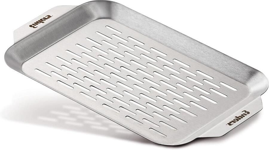 Grillschaal Barbecueschaal Bakplaat Buiten Koken Roestvrij Staal 32 x 19 x 1.5 cm Zilver