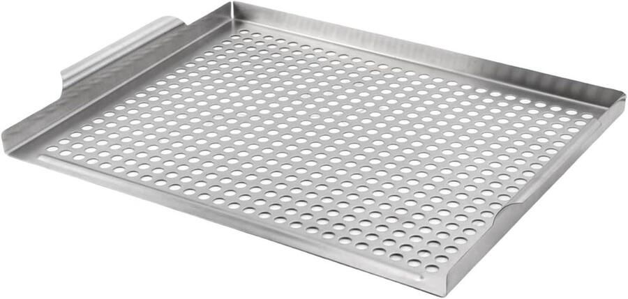 Grillplaat Bakplaat Barbecue Buiten Koken Geïntegreerd Vetafvoer 36.5 cm Zilver