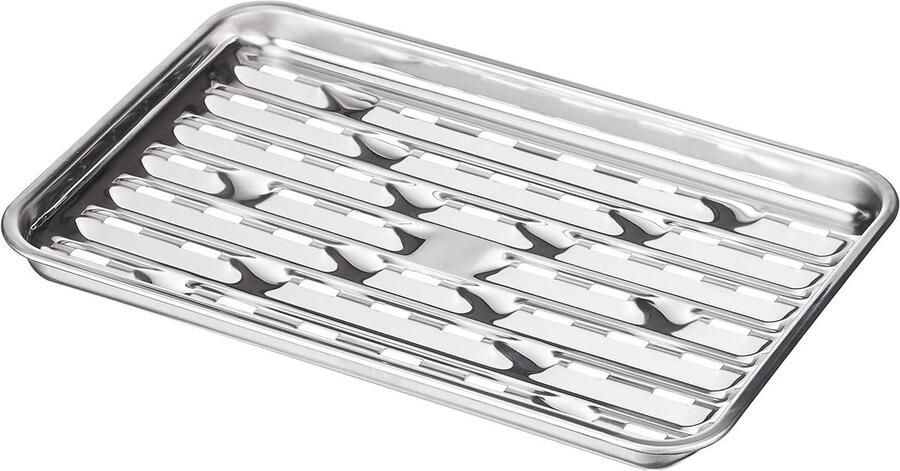 Grillschaal Roestvrijstaal Barbecue Bak Buiten Koken Met Ventilatie 34.5 cm Zilver - Foto 2