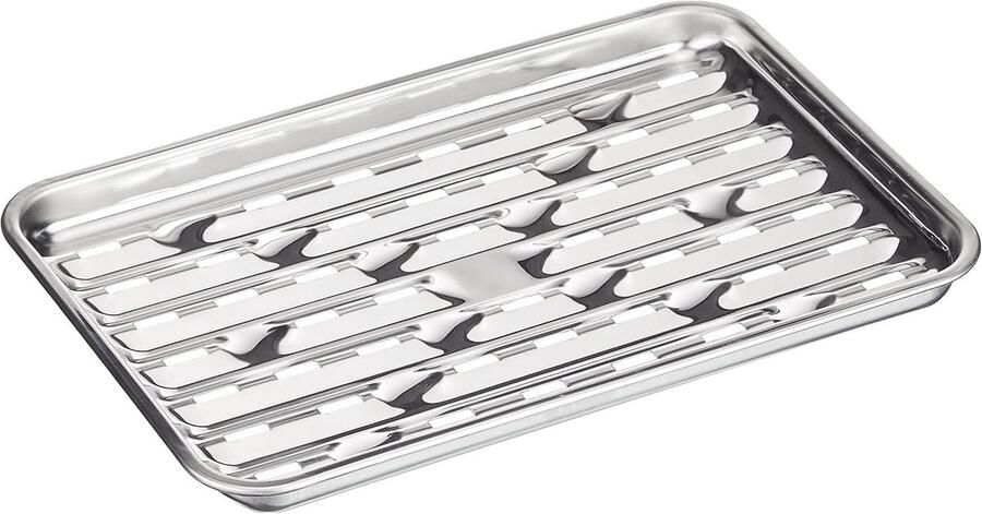 Grillschaal Roestvrijstaal Barbecue Bak Buiten Koken Met Ventilatie 34.5 cm Zilver