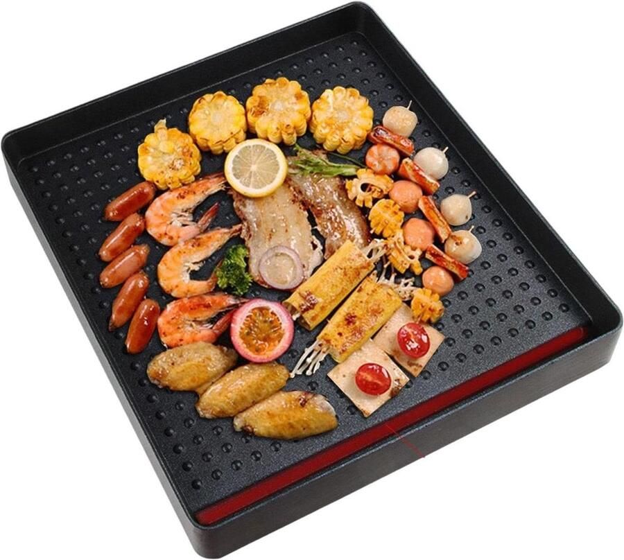 Grillschalen Set Bakplaten Barbecue Buiten Koken Antiaanbaklaag 30 x 30 cm Zwart
