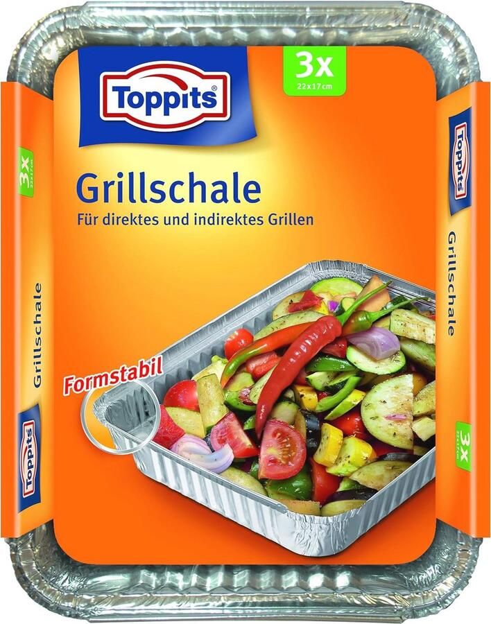 Grillschalen Vierkant Barbecue Bakjes Direct Indirect Grillen Vormvast Hittebestendig 3 stuks 22x17 cm Zilver