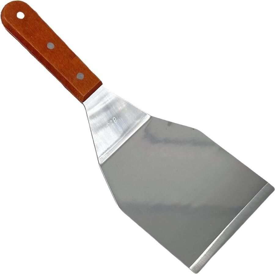 Grillspatel metalen plancha-spatel grillspatel van roestvrij staal spatel voor hamburgers en braden braadgereedschap grillaccessoires ideaal voor gietijzeren grill grillplaat zilver B