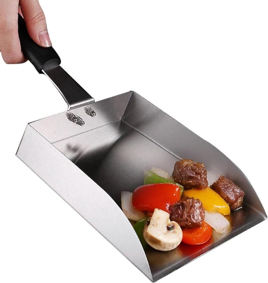 Grillspatel Plat spatel Koekjes spatel Bakplaat koken Extra brede roestvrij staal 19 x 18 cm Zilver