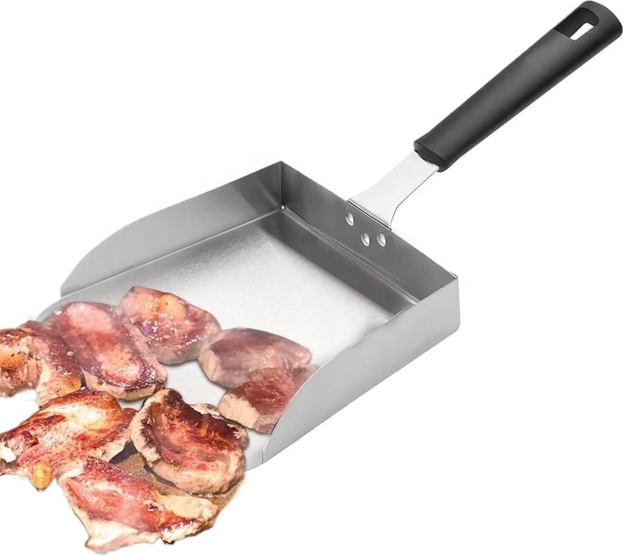 Grill Spatel Bakspatel Staal Burgers Draaien Hittebestendig Handvat 38.5 x 19 cm Meerkleurig