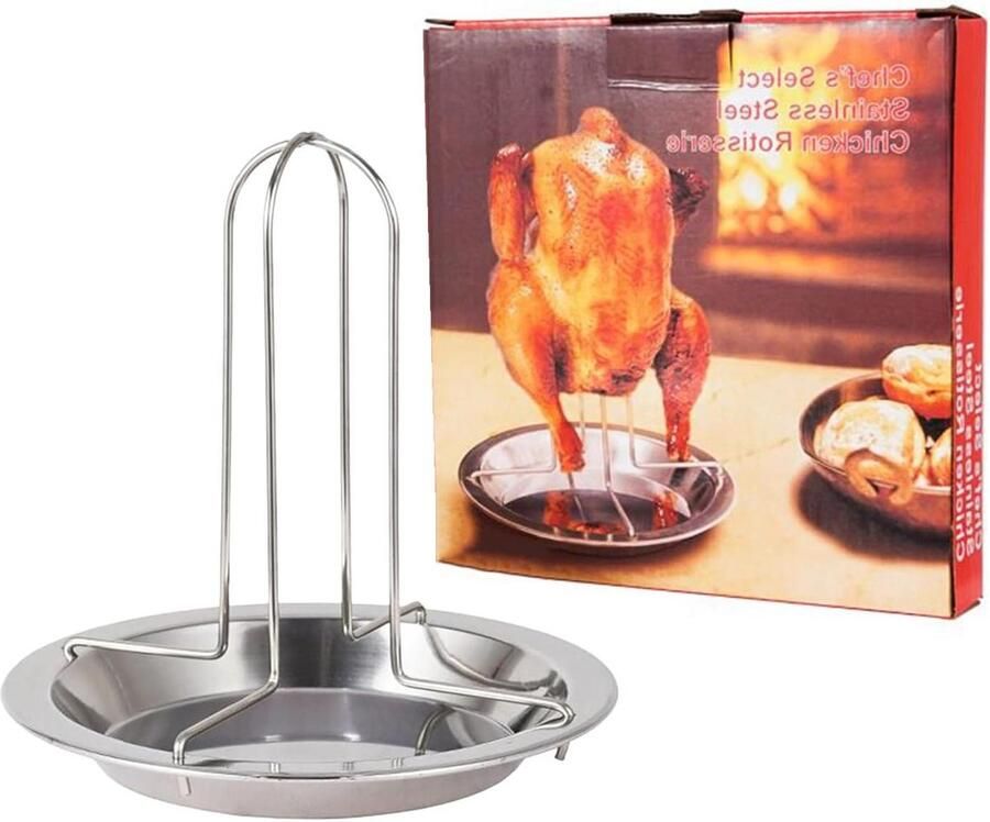 Grillspies Kip Roestvrij Staal Buiten Koken Verticaal Ontwerp 17 x 165 cm Zilverkleurig