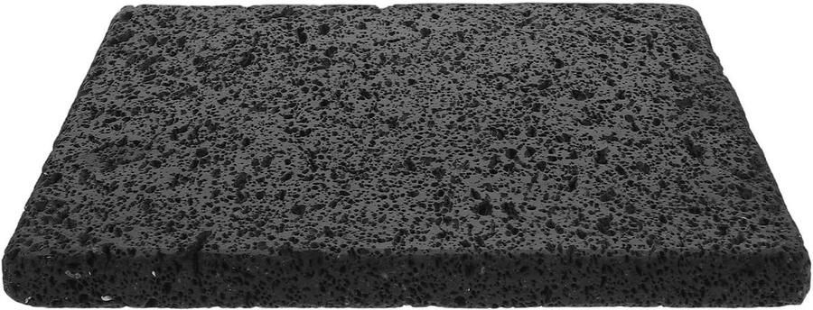 Grillsteen Vulkanisch Bakplaat Steen Buiten Koken Natuurlijk Materiaal 20x20x1.5 cm Zwart