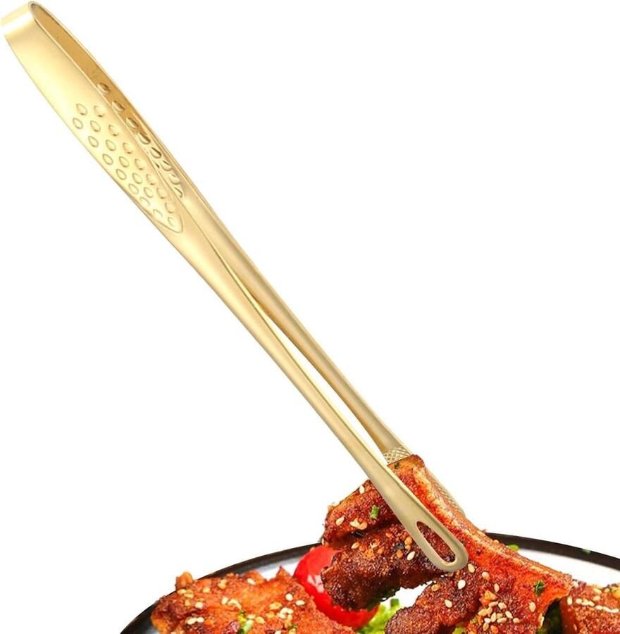 Voedseltang Grilltang Keuken Serveren en Grillen Antislip Roestvrij Staal 24 en 28 cm Goud