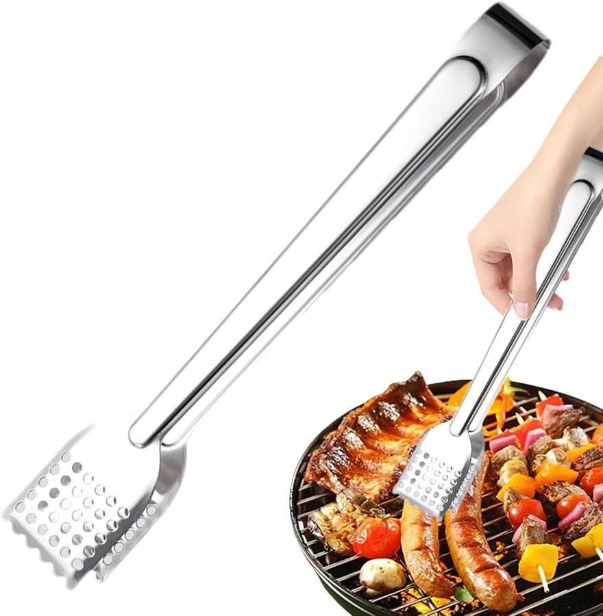 Grilltang Keukentang Kooktang Serveertang Vlees Brood Grillen Roestvrij Staal 9 Inch Zilver
