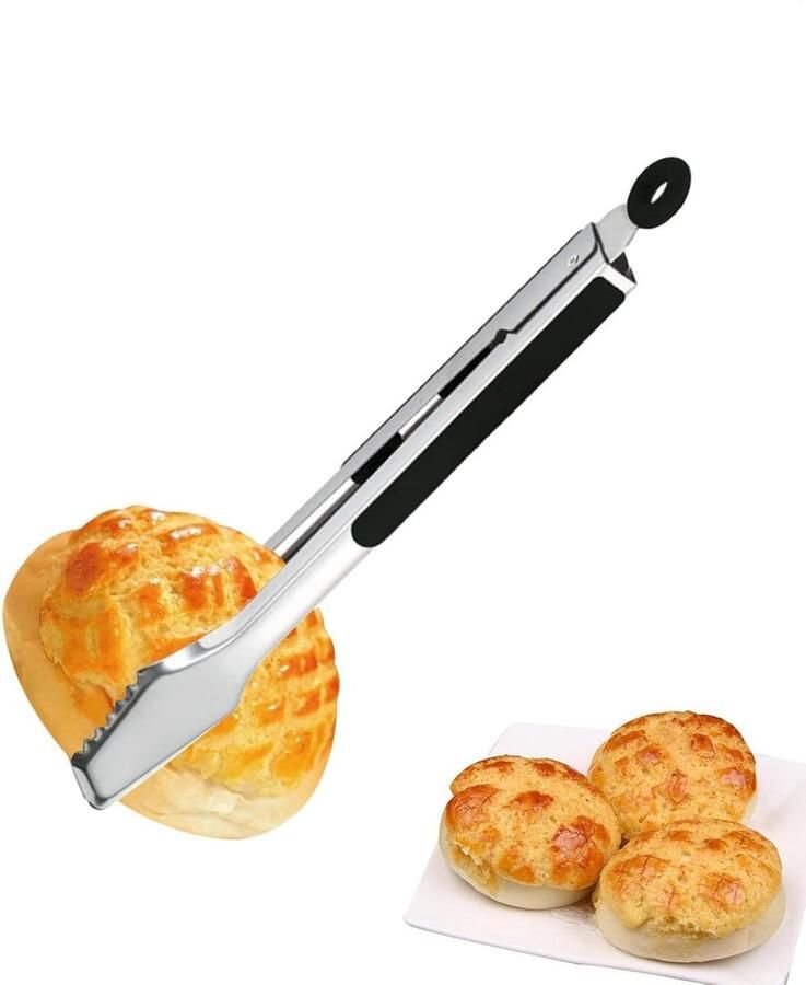 Grilltang Roestvrij Staal Barbecue Keukengerei Buiten Koken Hittebestendig Vergrendelmechanisme 34 cm Zwart