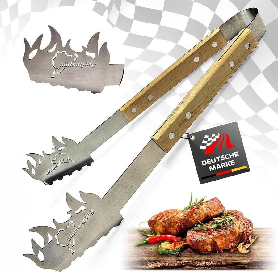 Grilltang Roestvrij Staal Keukentang Kooktang Veilig Grillen Extra Lange Greep 355 cm Zilverkleurig