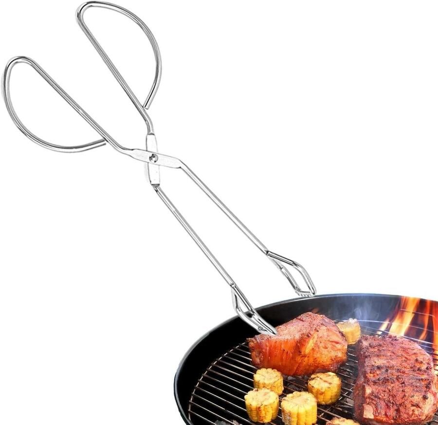Grilltang Roestvrij Staal Keukentang Kooktang Voedsel Draaien Erosiebestendig Oppervlak 41 cm Zilverkleurig