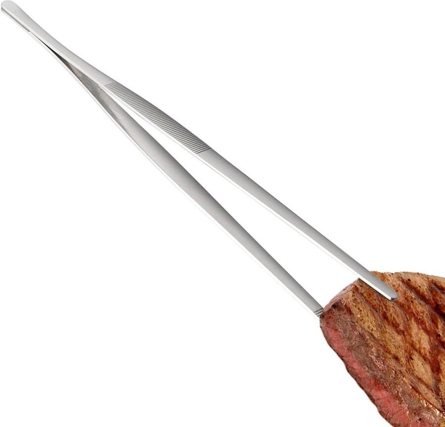Grilltang Roestvrij Staal Keukentang Vlees Koken en Grillen Antislip en Hittebestendig 30.5 cm Zilverkleurig