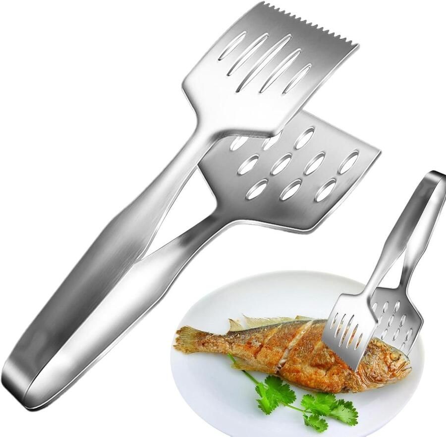 Grilltang Roestvrij Staal Kooktang Keukentang Koken en Grillen Hittebestendig Ergonomisch 27 cm Zilverkleurig