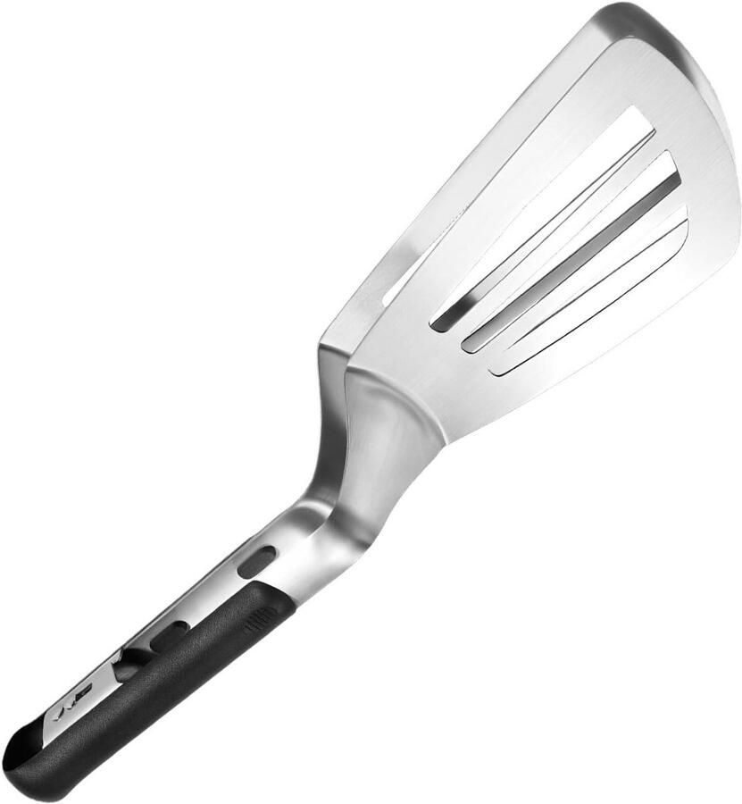 Grilltang Roestvrij Staal Kooktang Spatel Eten Draaien Serveren Eén Hand Bediening 33 cm Zilverkleurig