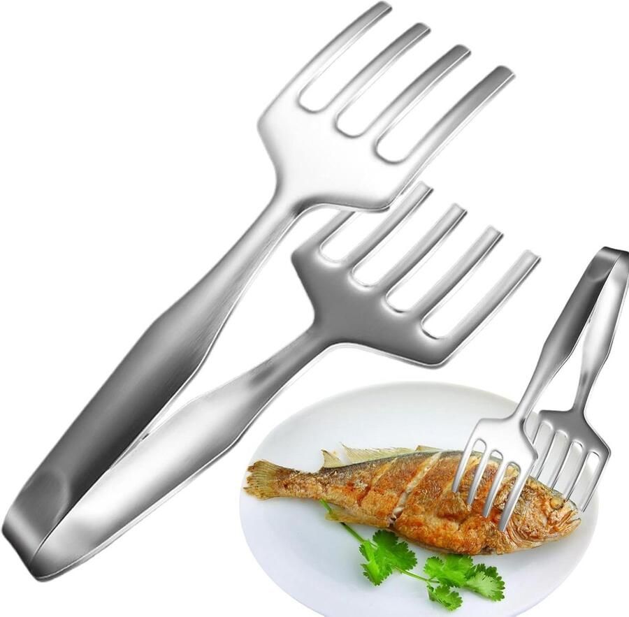 Grilltang Roestvrij Staal Serveertang Keuken Eten Draaien Grillen Ergonomische Handgreep 27 cm Zilverkleurig