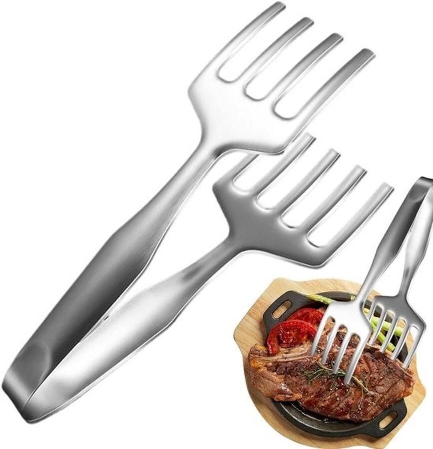 Grilltang Roestvrij Staal Serveertang Keuken Eten Draaien Grillen Ergonomische Handgreep 27 cm Zilverkleurig