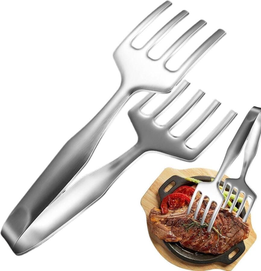 Grilltang Roestvrijstaal Barbecue Tang Keuken Eten Bereiden Antislip Hittebestendig 27 cm Zilver