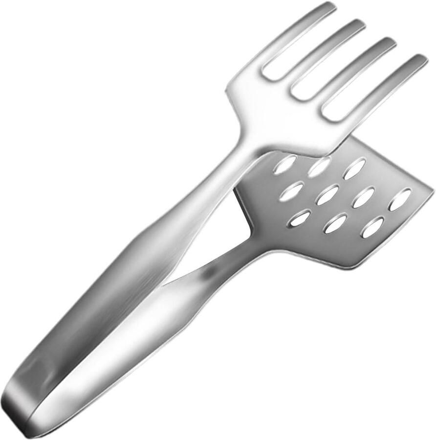 Grilltang Roestvrijstaal Barbecue Tang Keuken Voedsel Draaien Serveren Hittebestendig Antislip 11 inch Zilver