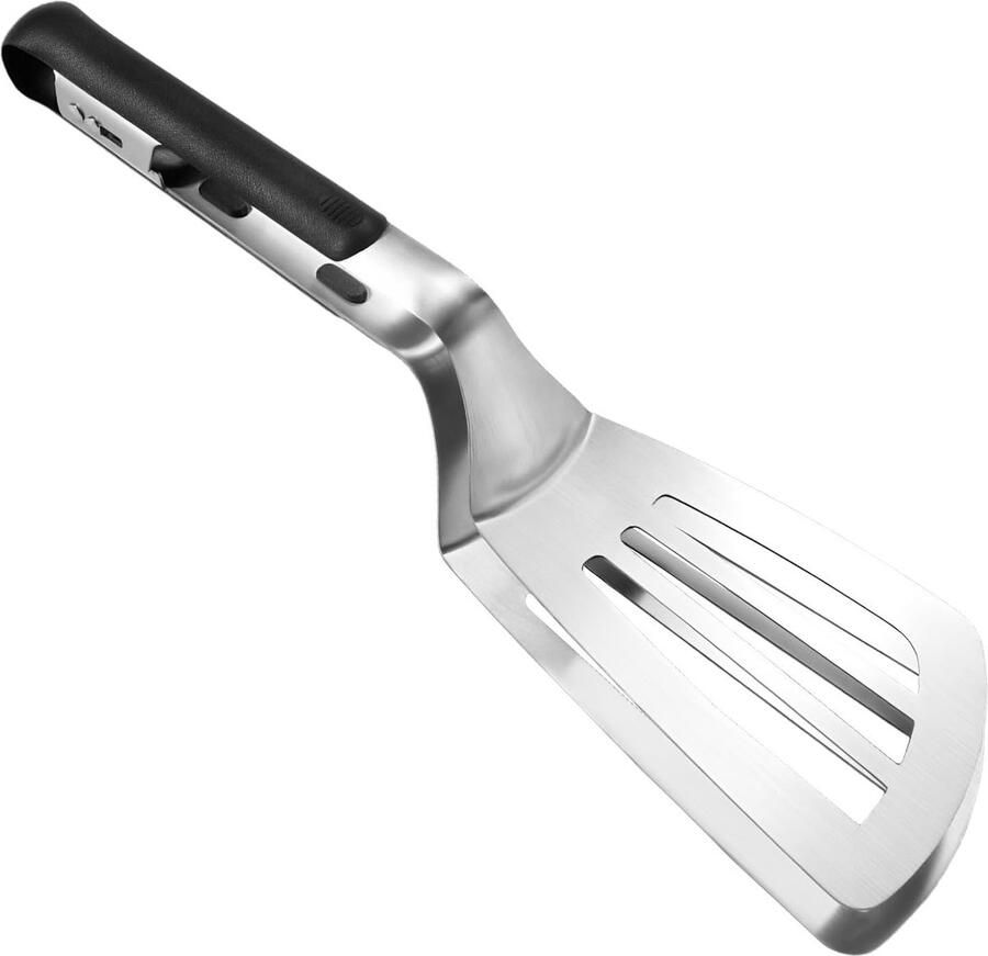 Grilltang Roestvrijstaal Keuken spatel Eten Omdraaien Dubbele Functie 33 cm Zilverkleurig