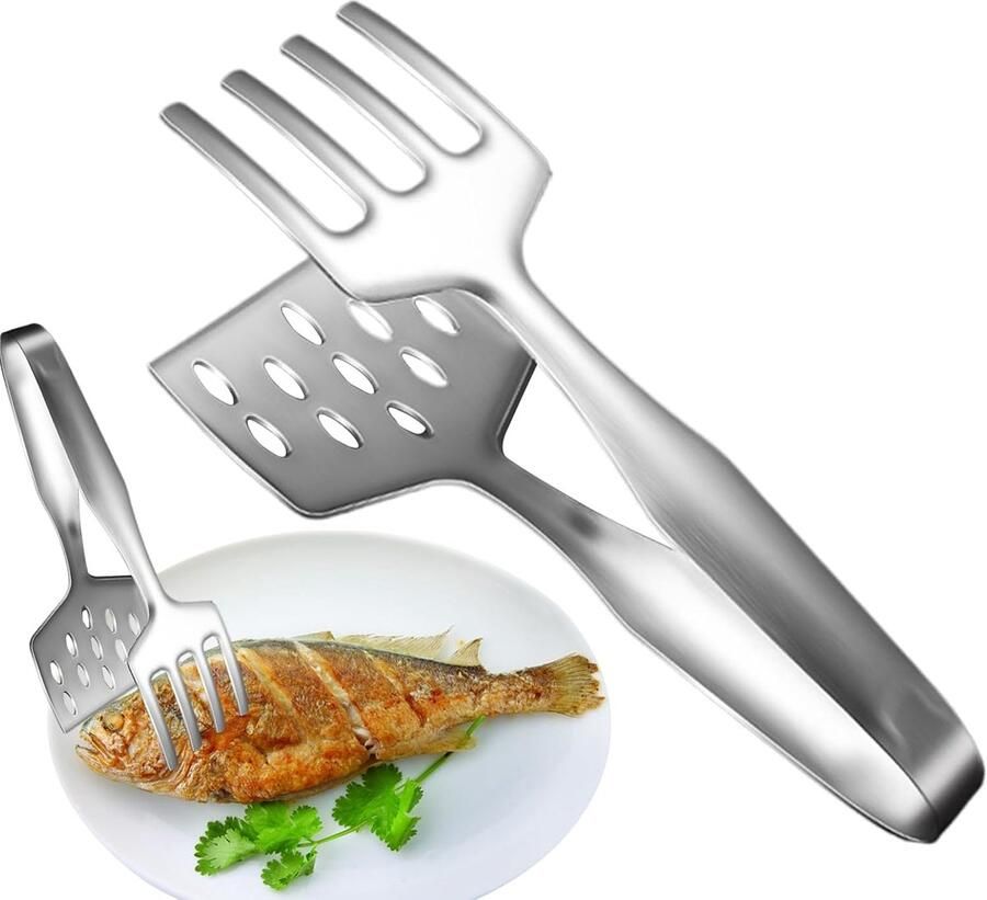 Grilltang Roestvrijstaal Keuken Tang Buiten Koken Hittebestendig Handvat 27 cm Zilver