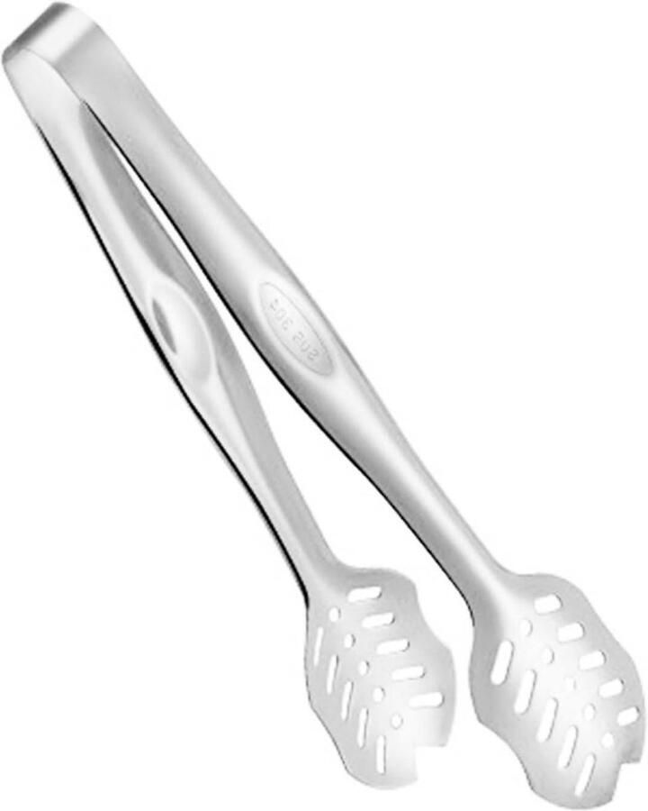 Grilltang Roestvrijstaal Keuken tang Buiten koken Hittebestendig ontwerp 25.5 cm Zilver
