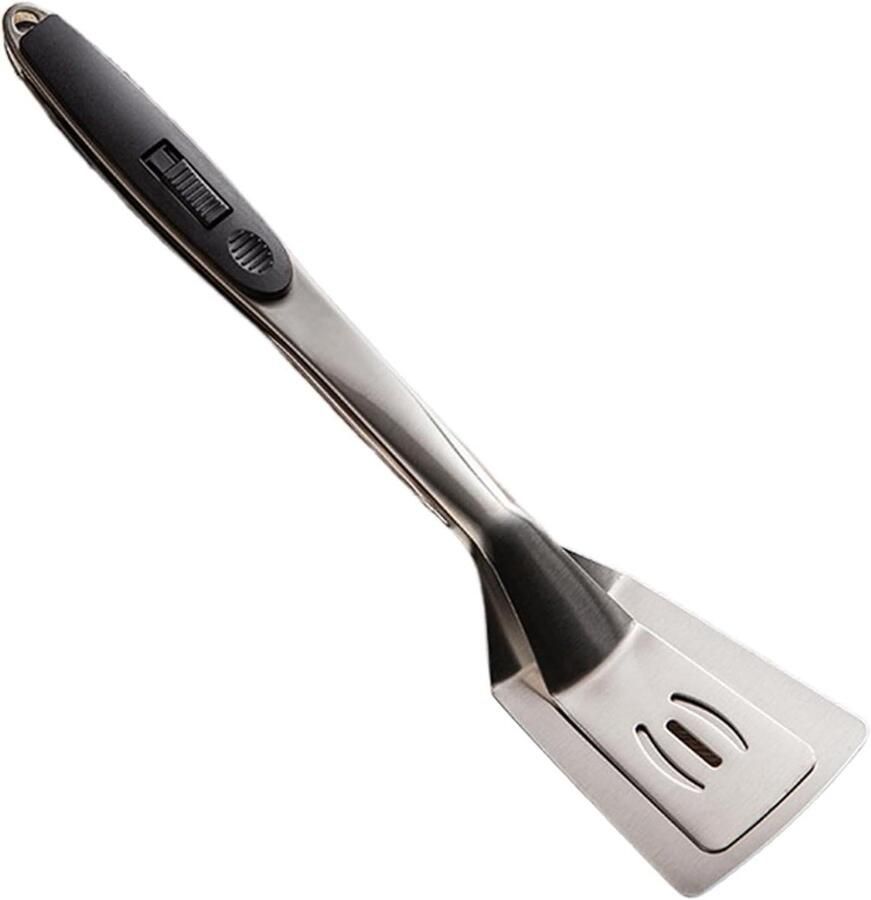 Grilltang RVS Keukengereedschap Lange Steel Barbecue Vlees Vis Met Draaifunctie 32.5 cm Zilver