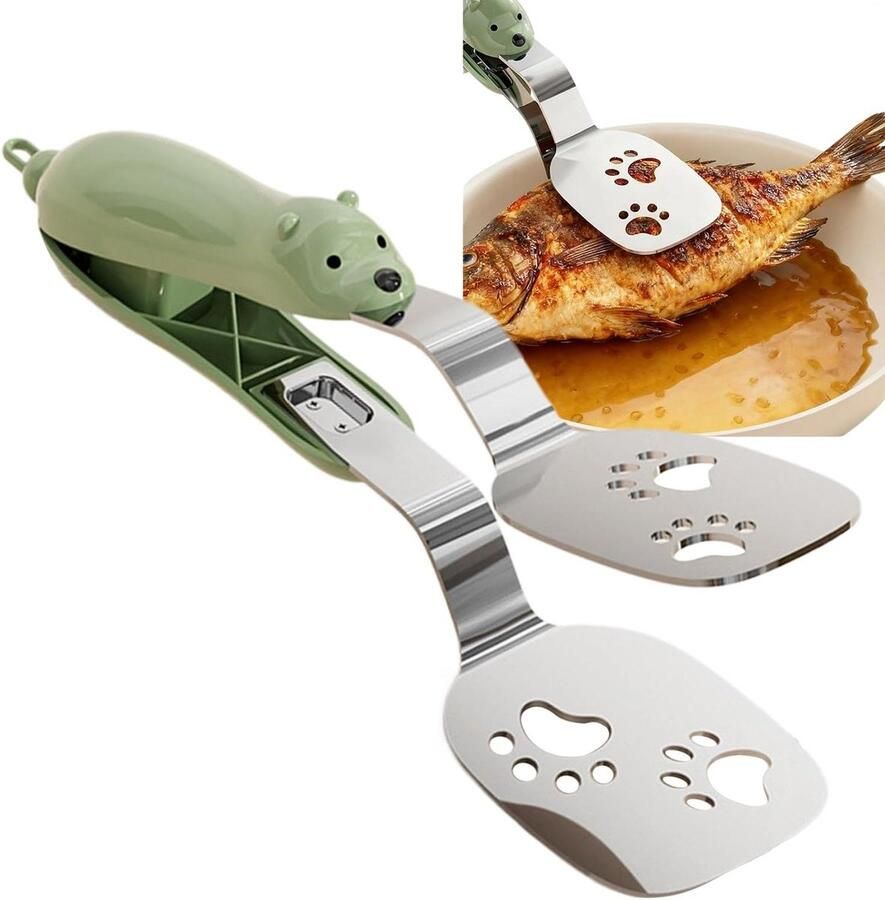 Grilltang RVS Keukentang Serveertang Voedsel Bereiden Hittebestendig Handvat 24 cm Groen