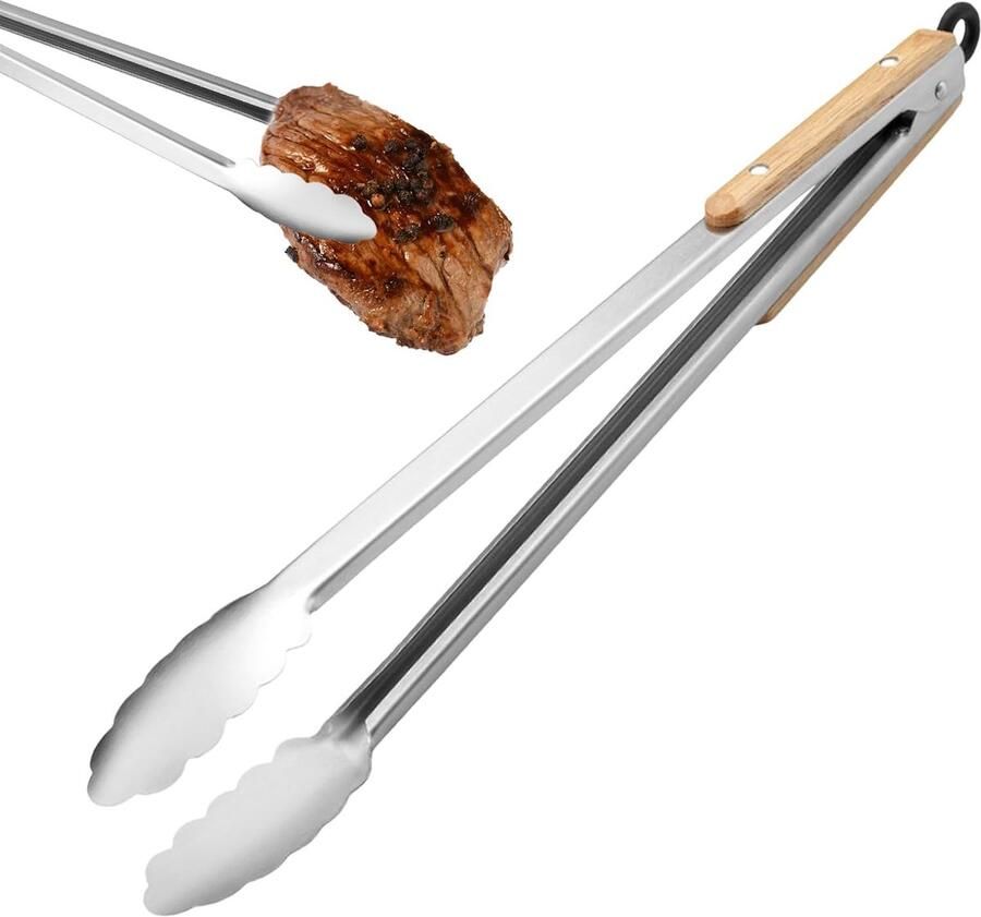 Grilltang RVS Kooktang Keukentang Buiten Koken Antislip Hittebestendig 26.7 cm Zilver