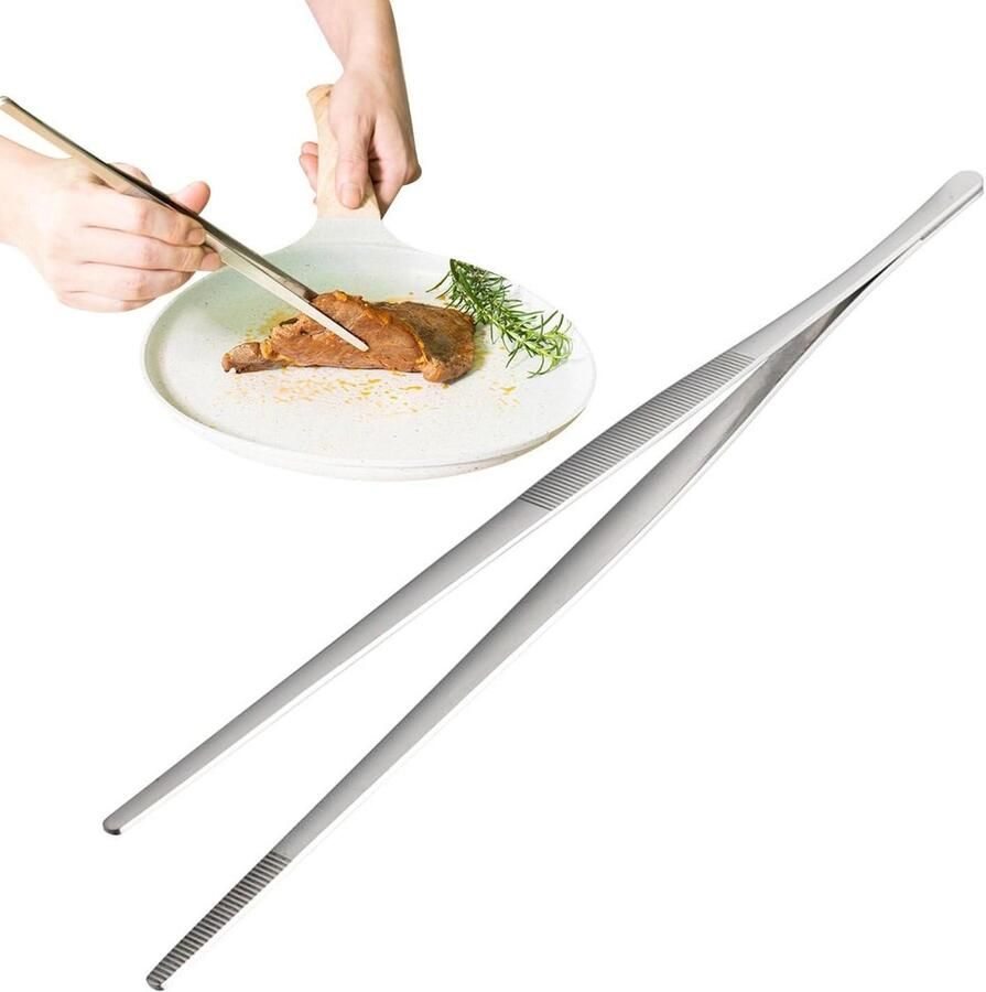 Grilltang RVS Kooktang Keukentang Vlees Draaien Antislip Handgreep 30.5 cm Zilverkleurig