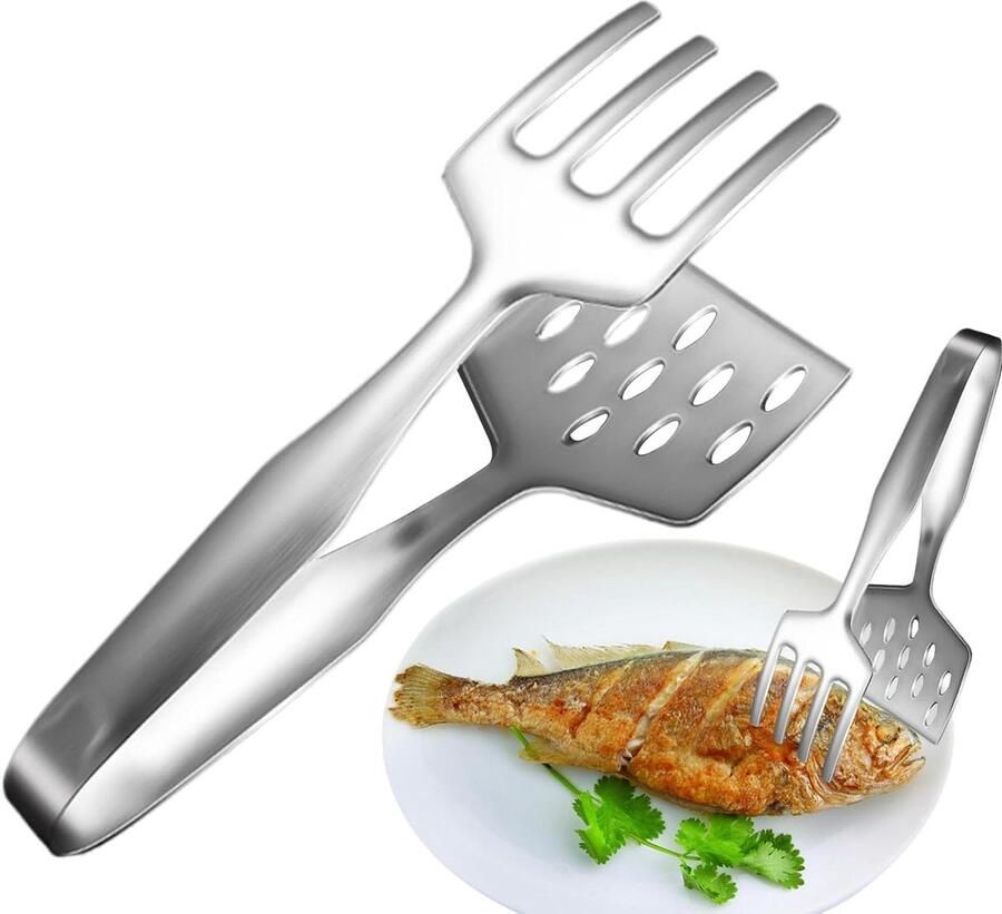 Grilltang Serveertang Keuken Eten Grillen Hittebestendig Handvat 26 x 9 x 9 cm Zilver