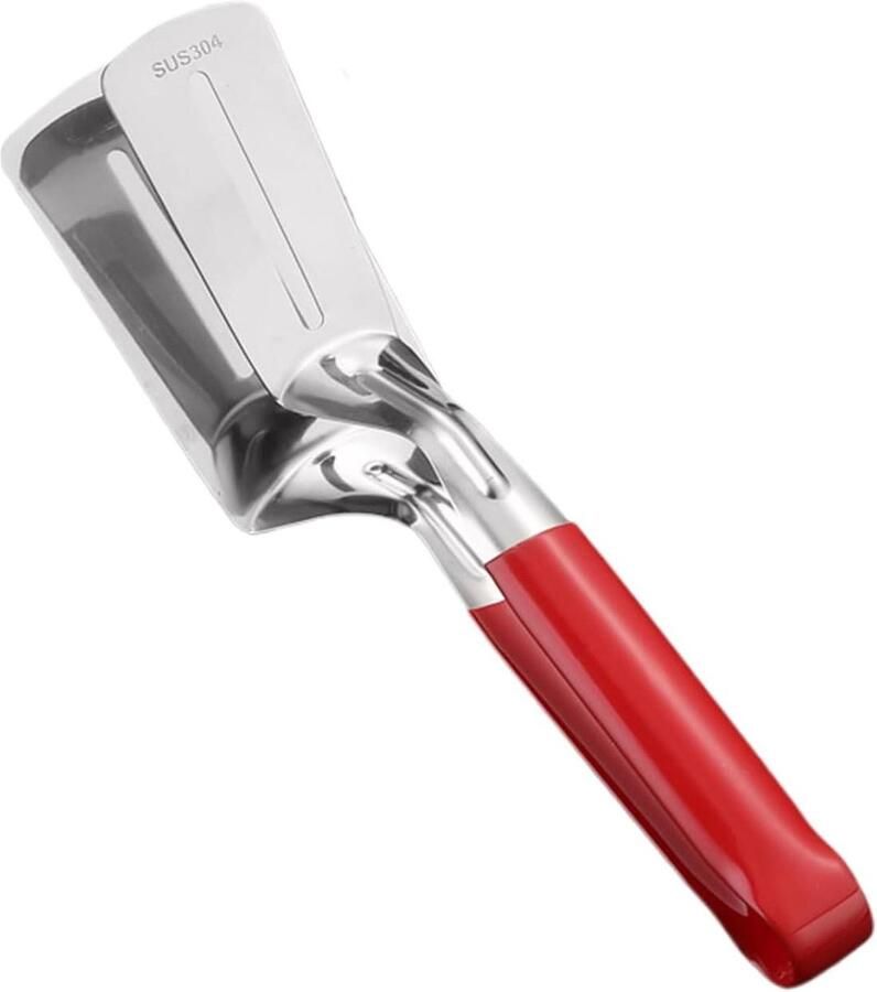 Grilltang Spatel Keukentang Barbecue Tang Eten Draaien Roestvrij Staal 30 cm Rood